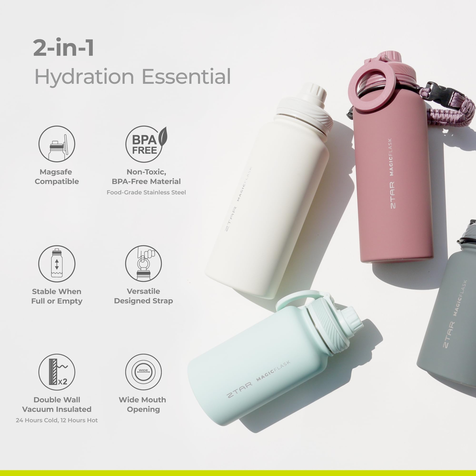 Insulated Stainless Steel Water Bottle – Compatible with Magsafe usable as Tr...