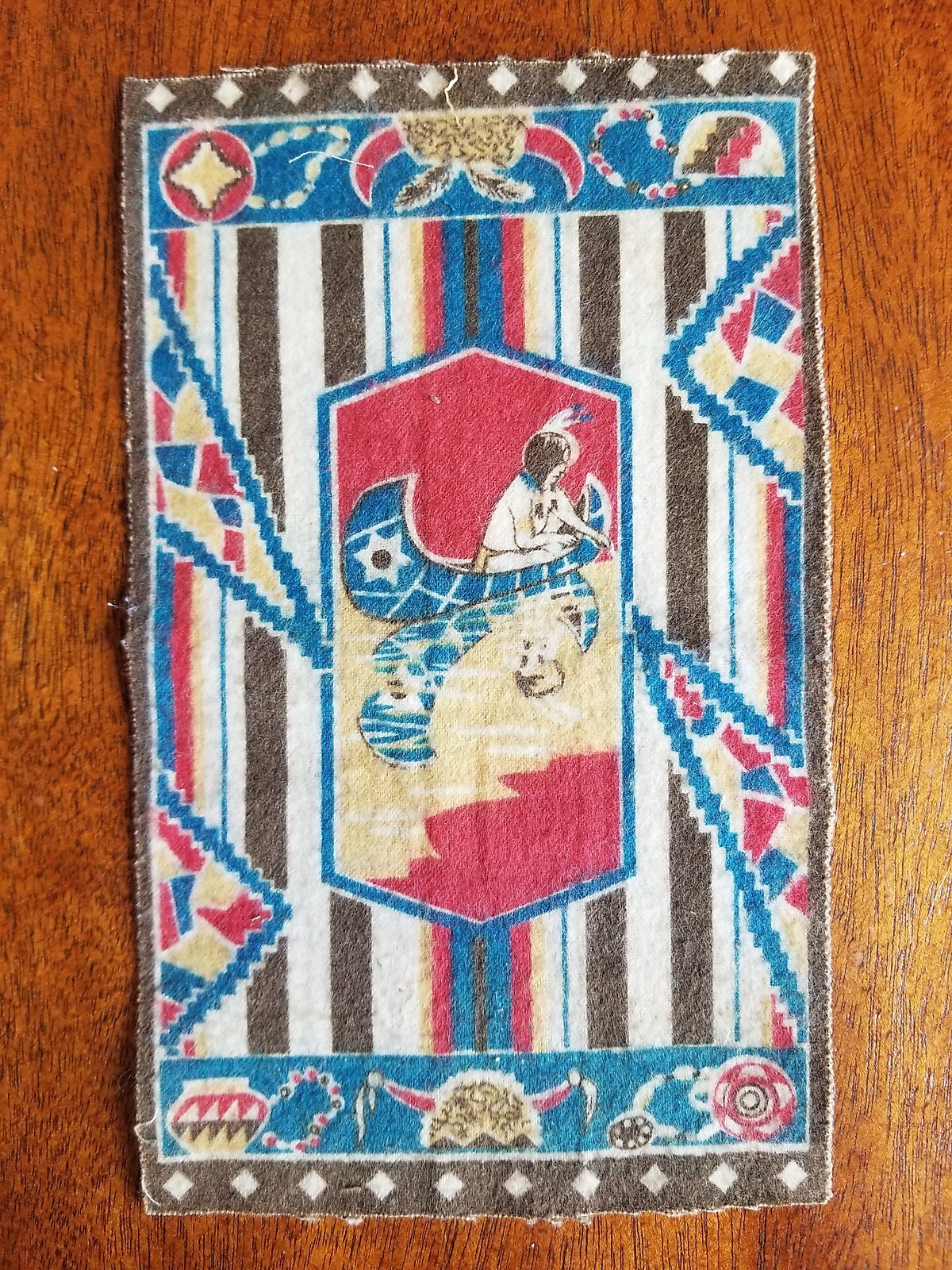 c1910s B14 SOUTHWEST / INDIAN SCENE FELT Diamond border series #2