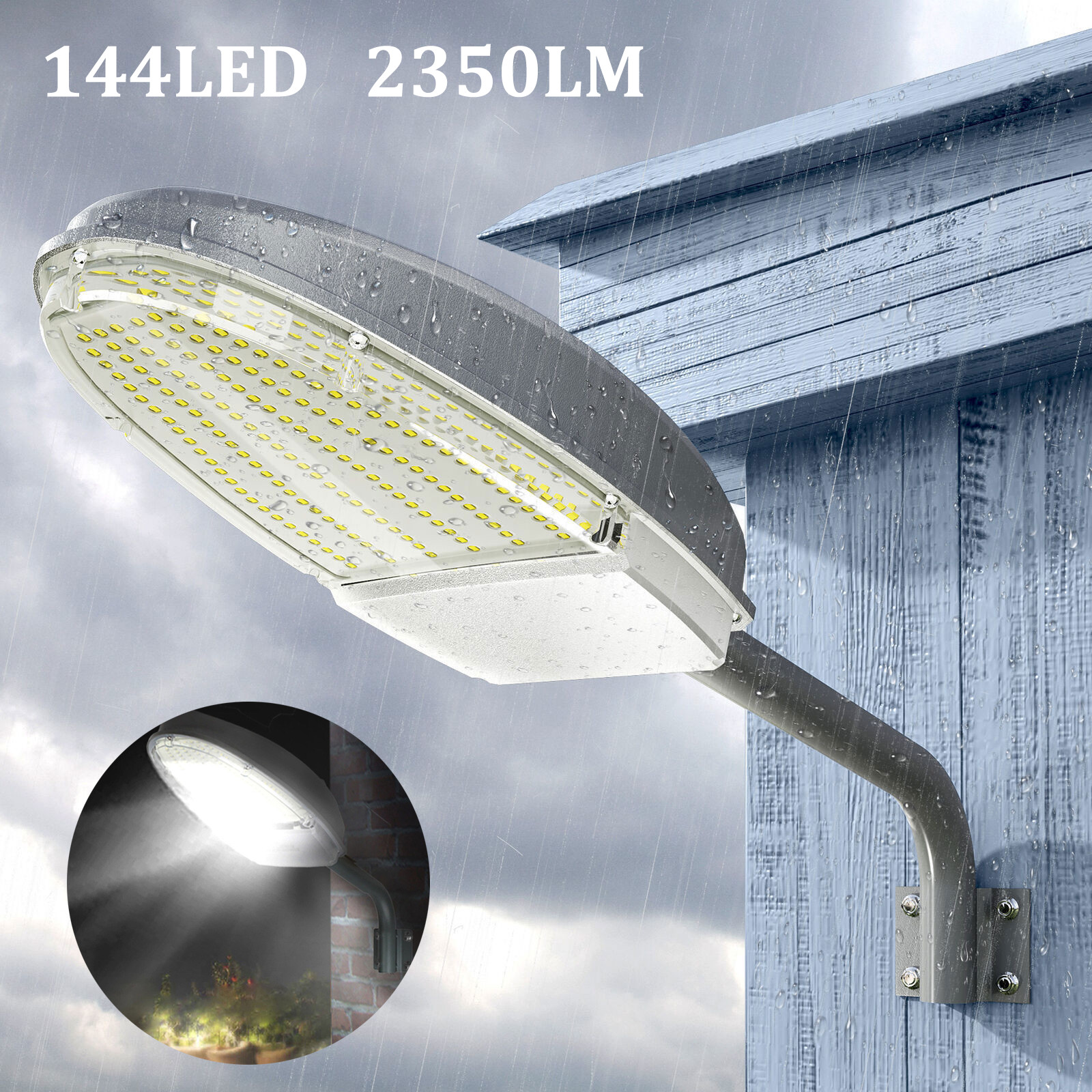 Outdoor Garden 144LED Street Security Light IP65 Dusk to Dawn Sensor Flood Light