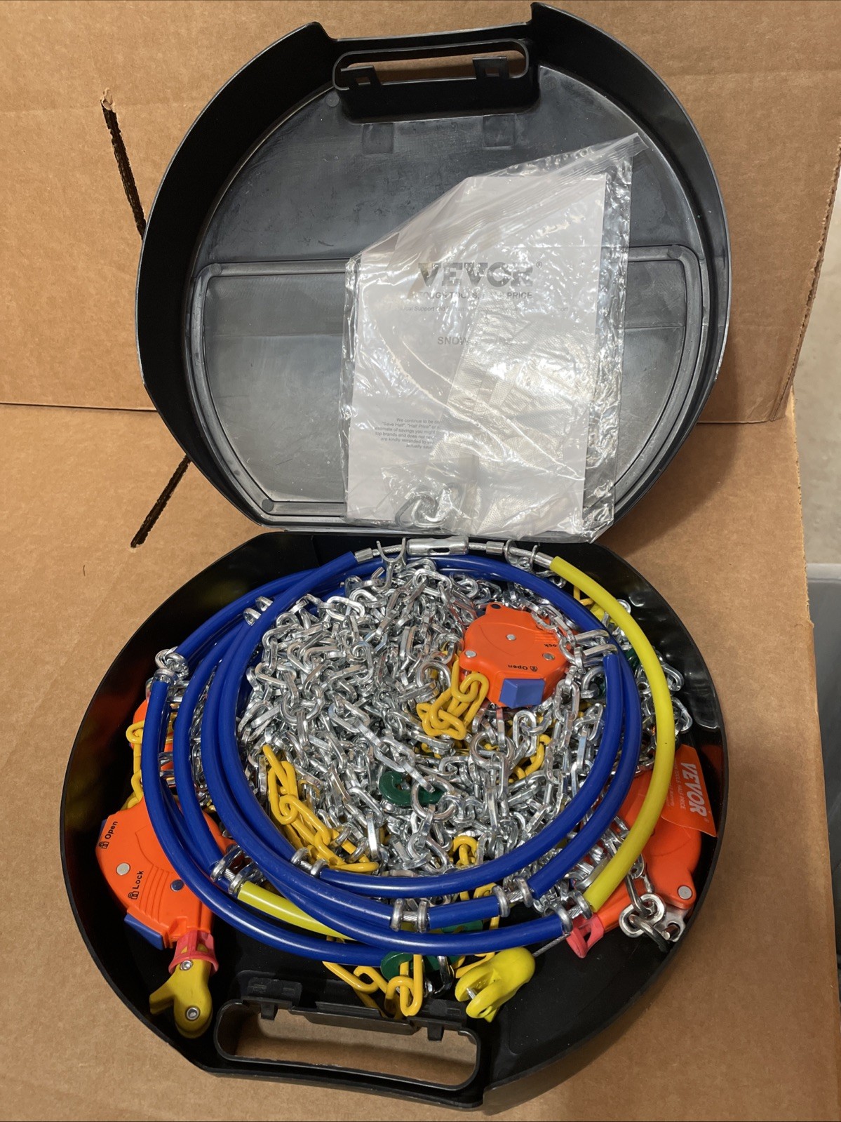 2 Pcs VEVOR Auto Tightening Snow Chains Diamond Mesh Anti-slip Traction 2382605