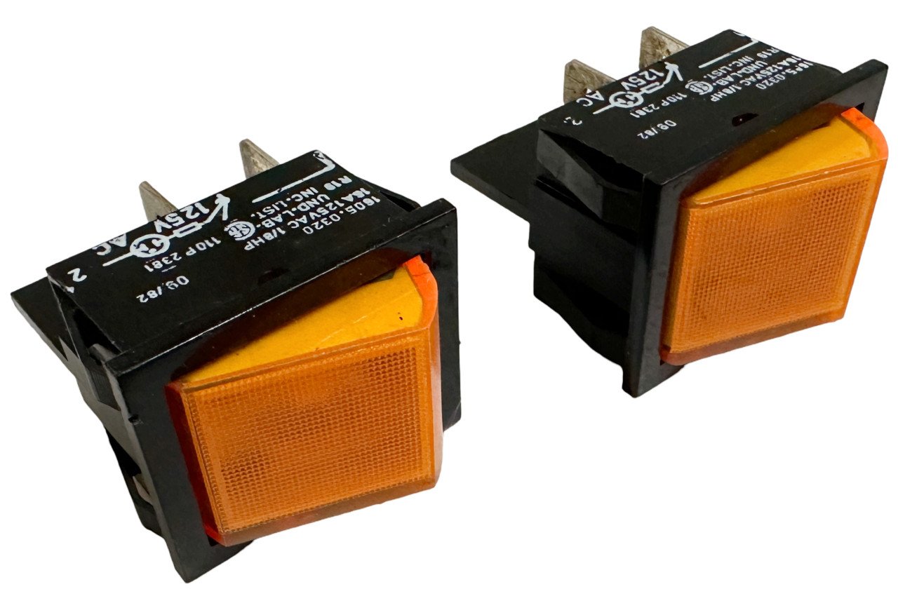 Lot of (2) 1605.0320 Rocker Switch Orange 16A 125VAC 1/8 HP