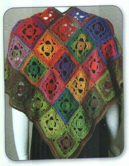 FLOWER GARDEN SHAWL WOMEN'S DIGEST SIZE CROCHET PATTERN INSTRUCTIONS
