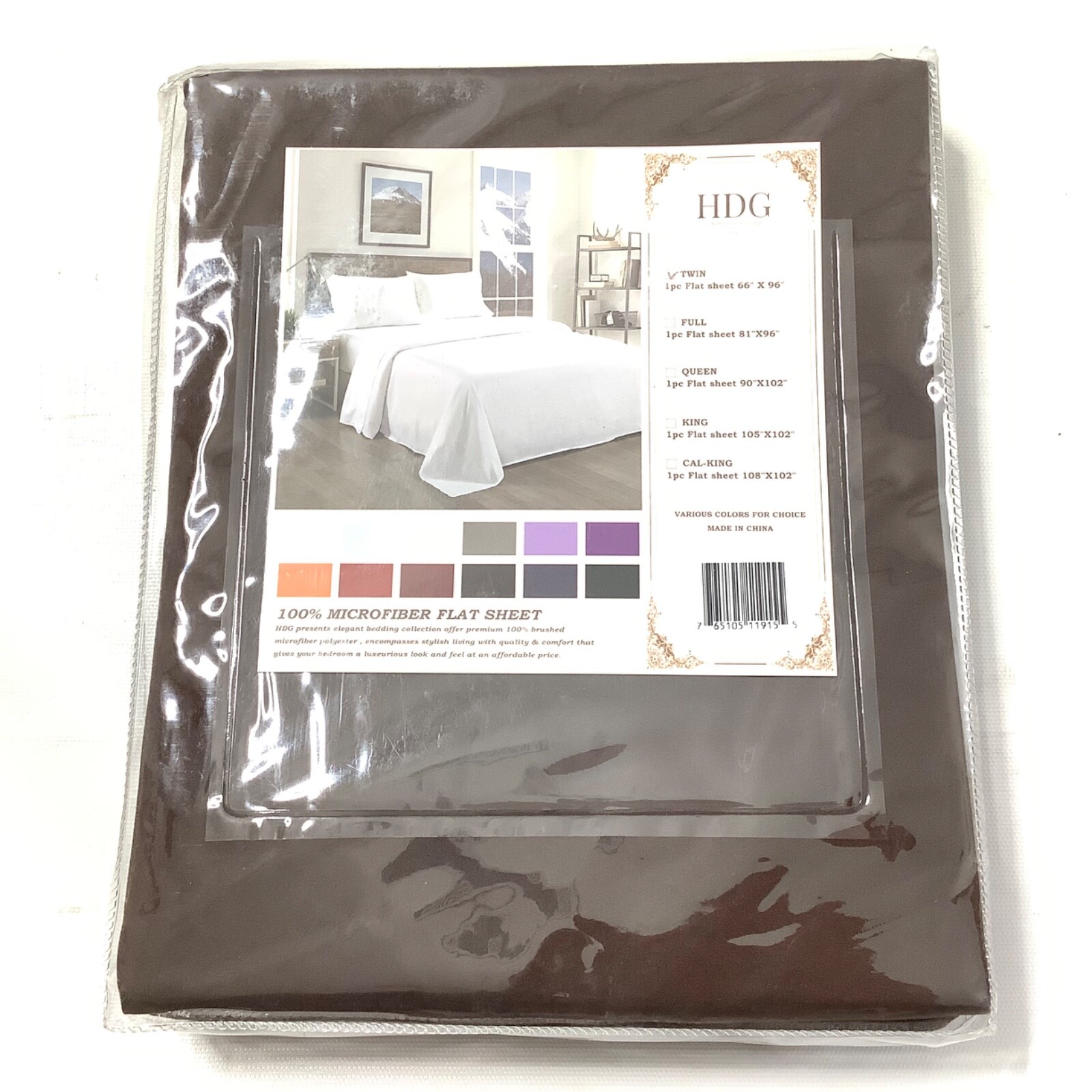 HDG 100% Microfiber Twin Flat Sheet Brown Solid Bedding Luxury Look New