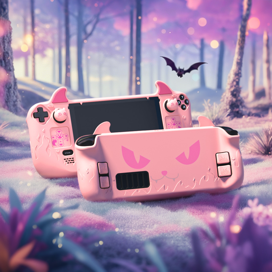 Protective CaseThumb Grip Caps Back Set Button for Steam Deck LCD & OLED- Pink
