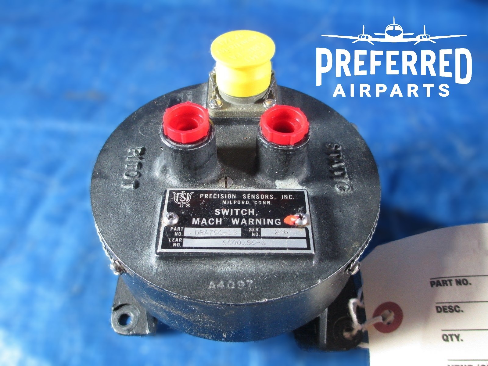 Used Precision Sensors Lear Mach Warning Switch p/n 6600186-3, DRA76C-13  (2312)