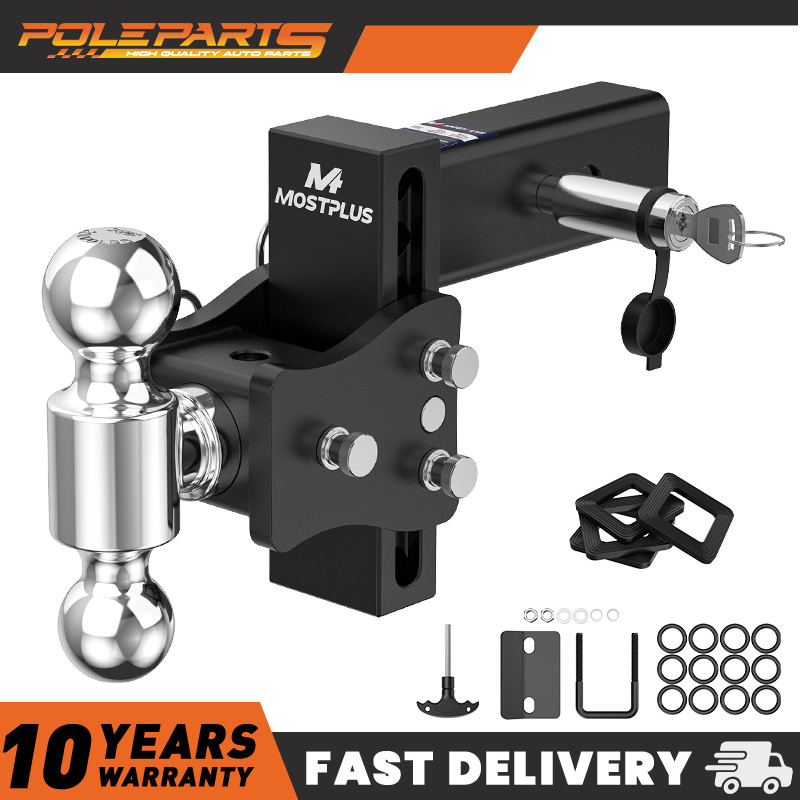 2.5" Receiver 6" Drop/Rise Adjustable Tow Hitch Dual Ball Mount Trailer 20000lbs