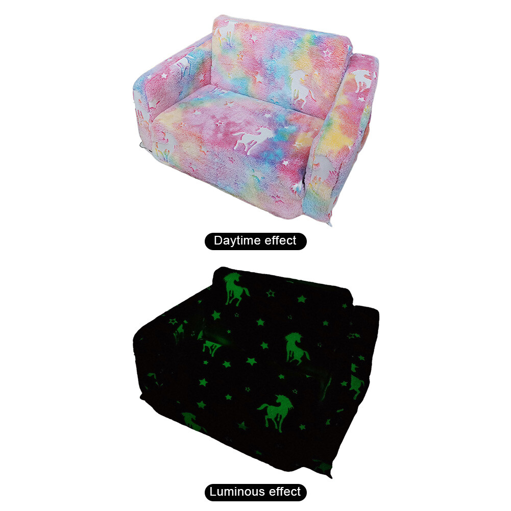 Glow in the Dark Modular Kids Play Couch Set w/ Machine-washable Flannel Covers