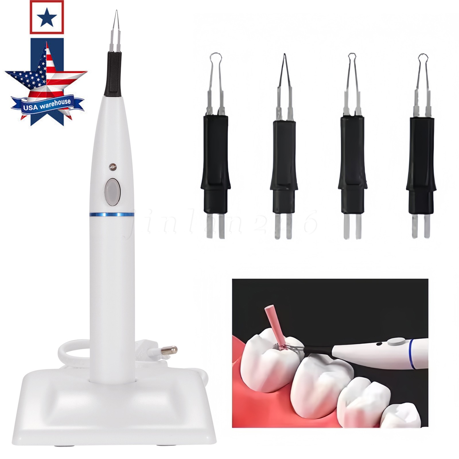 1Set Dental Cordless Gutta Percha Tooth Gum Cutter Endo Gutta Cutter with 4 Tips