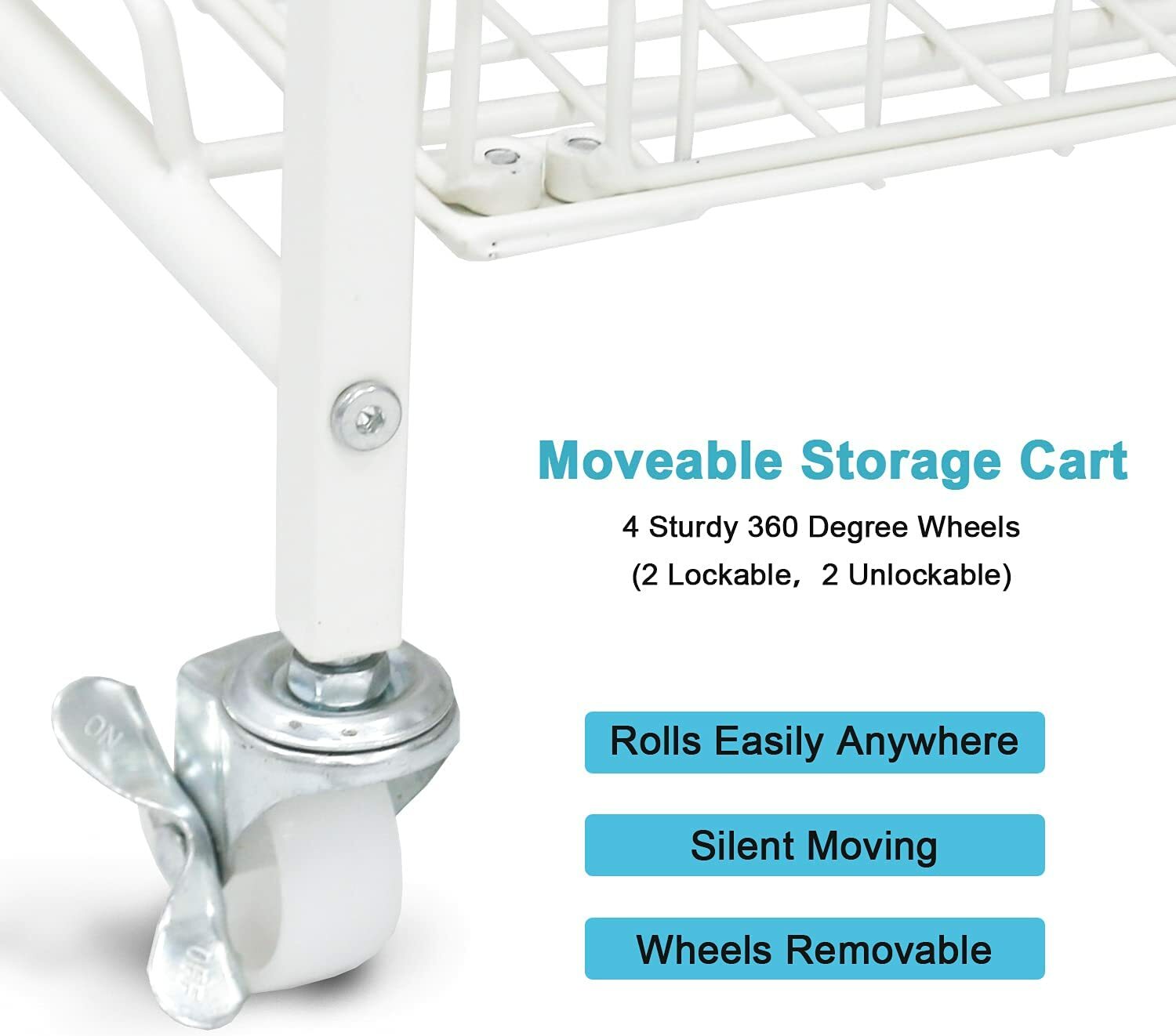 Kitchen Trolley Cart 4 Tiers Storage Rack Trolley Rolling Cart with 4 Wheels