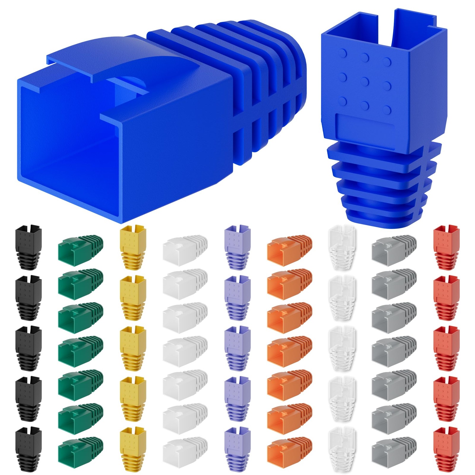 100-Pack Cat7 / Cat8 RJ45 Strain Relief Boots, RJ45 Boot, Cat 6 Boot, Cat6 Et...