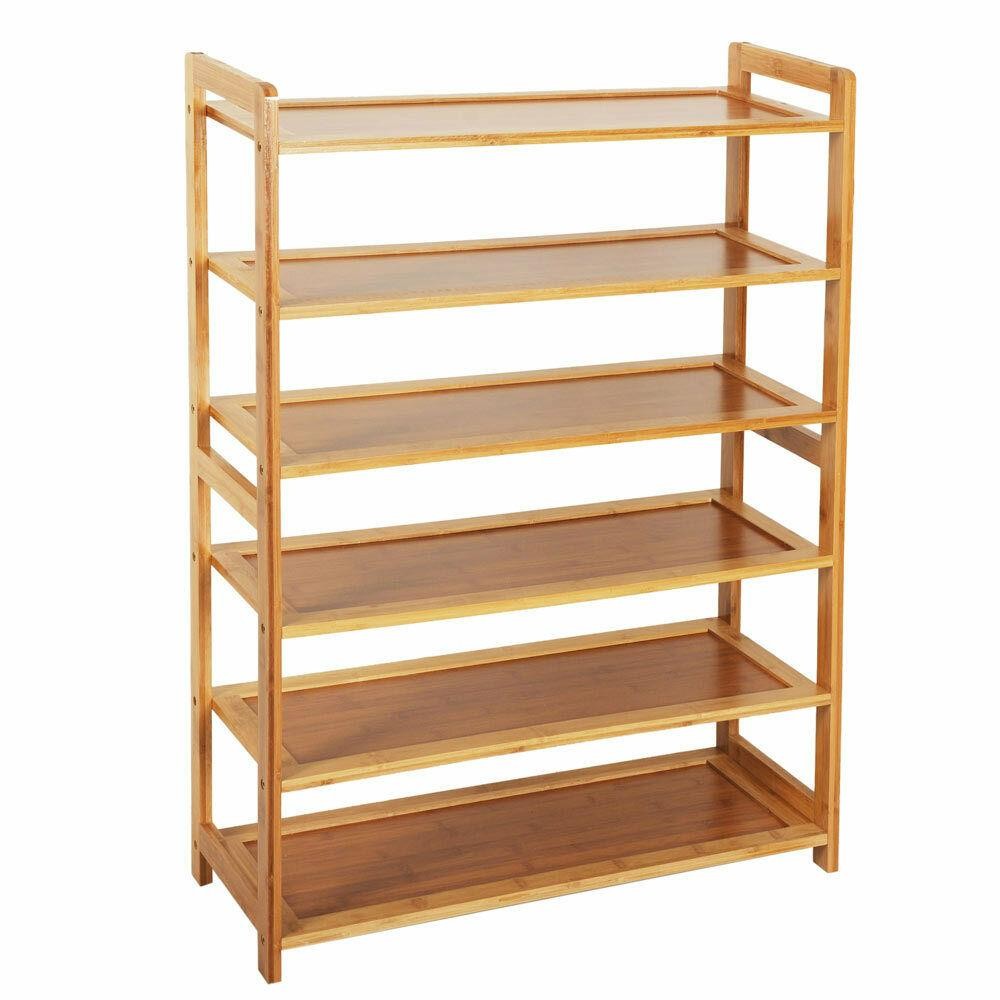 New Home 6 Tier Wood Shoes Cabinet Bamboo Dust-proof Racks Shelves Organisers US
