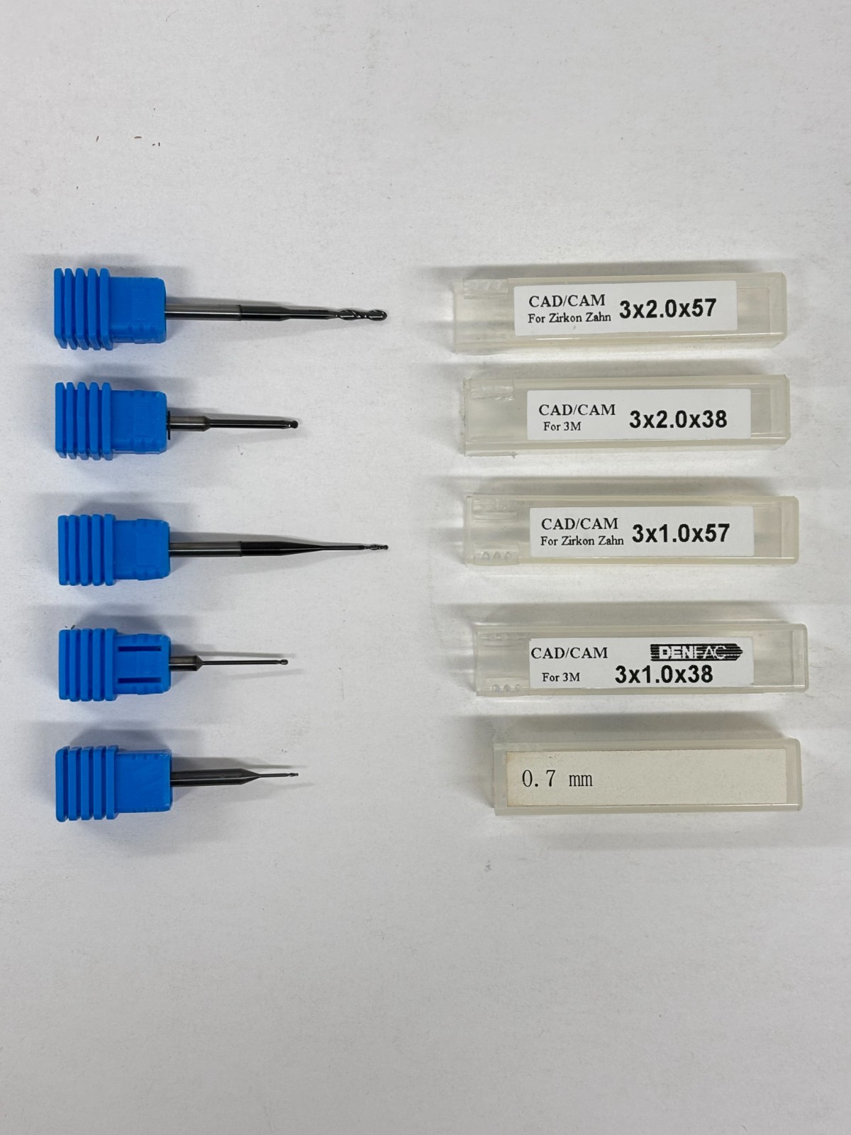 Zirconia Milling Burs 0.7mm,1mm,2mm