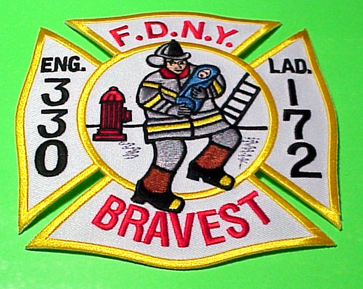 NEW YORK  FDNY ENG. 330 / LAD. 172  BRAVEST  NY  5"  FIRE DEPT  PATCH