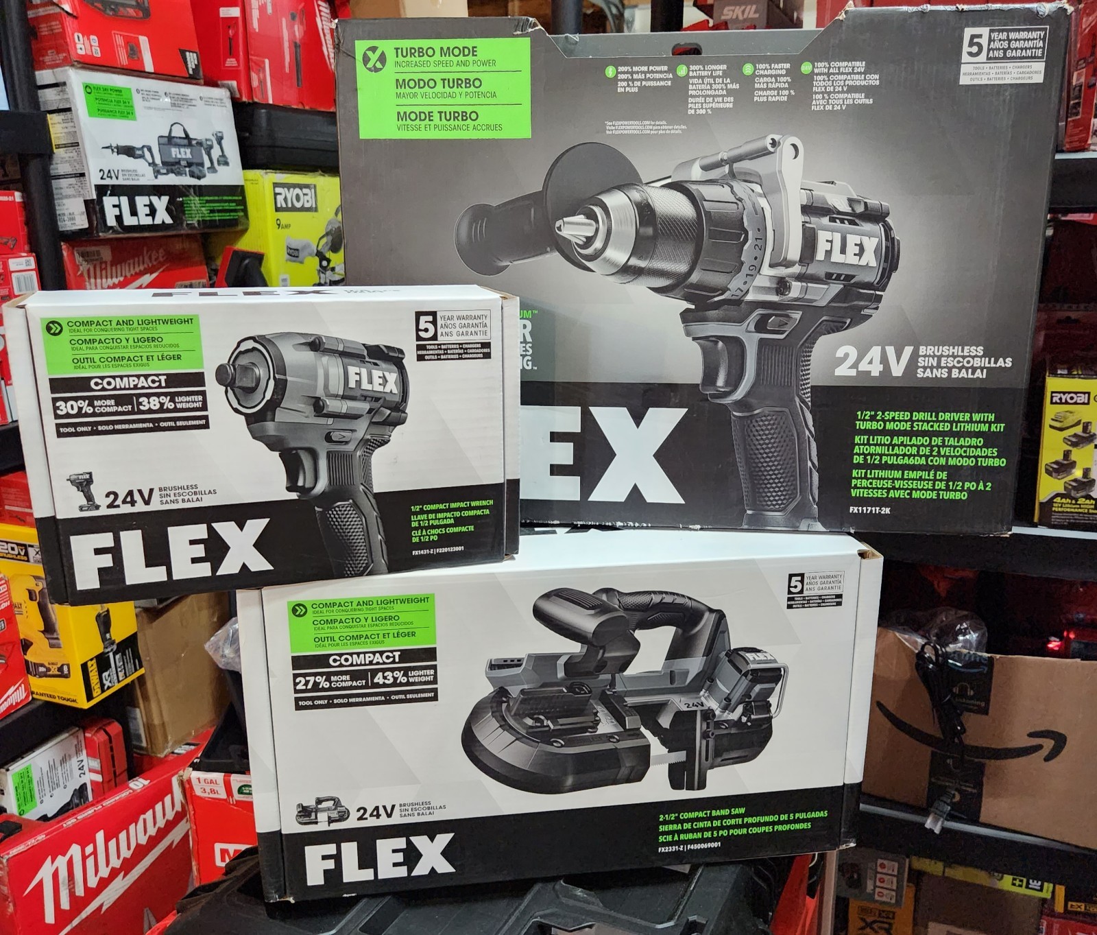⭐️NEW⭐️ FLEX 24V 3-Tool 2-Battery STACKED LITHIUM Bundle
