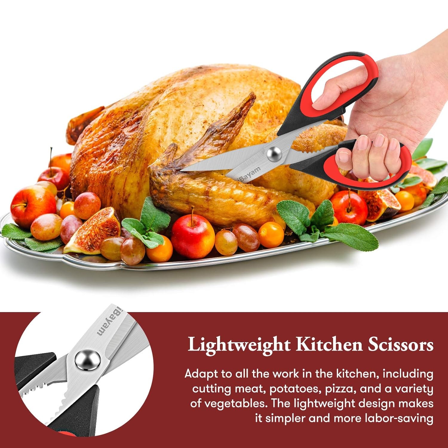 Kitchen Scissors Heavy Duty 2 Pack with Sheath All Purpose Kitchen Shears
