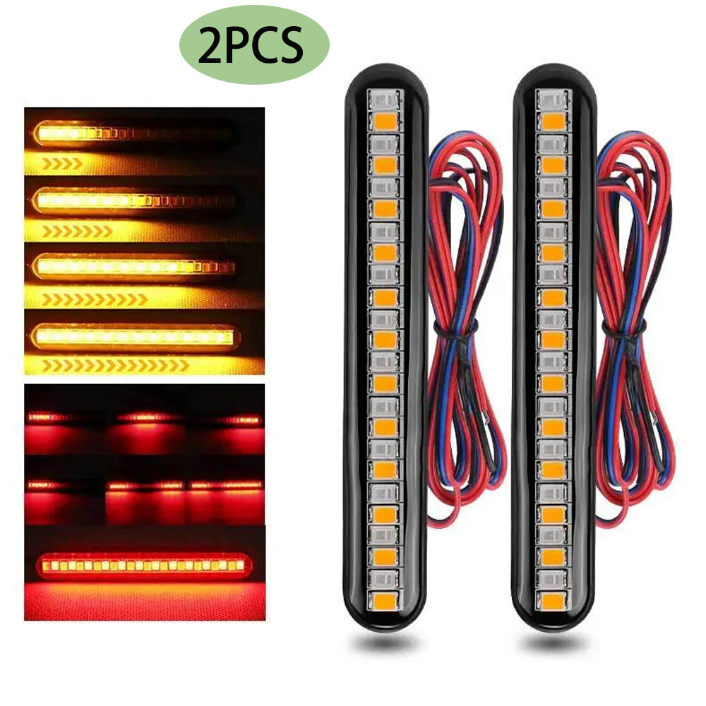2X Motorcycle LED Brake Stop Turn Signal Tail Light Strip Bar Flowing Sequential