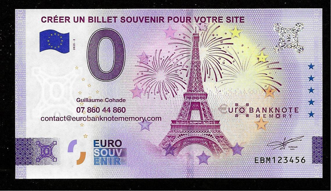0 EURO, , OBERTHUR "CREER UN BILLET..." ", EBM123456, RRRR, UNC, 2025.2