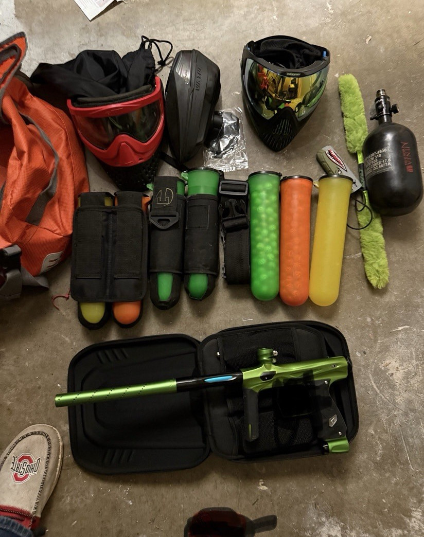 Ninja Paintball Marker Package Green Marker, Tank, Masks, Pods, Harness