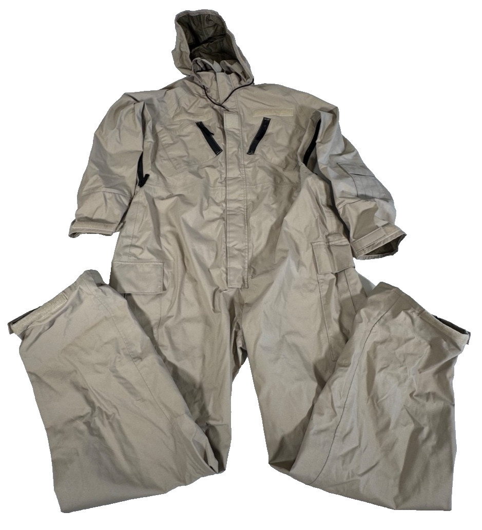 US Military Army Goretex JP-8 Fuel Handlers Coveralls Desert Tan Large