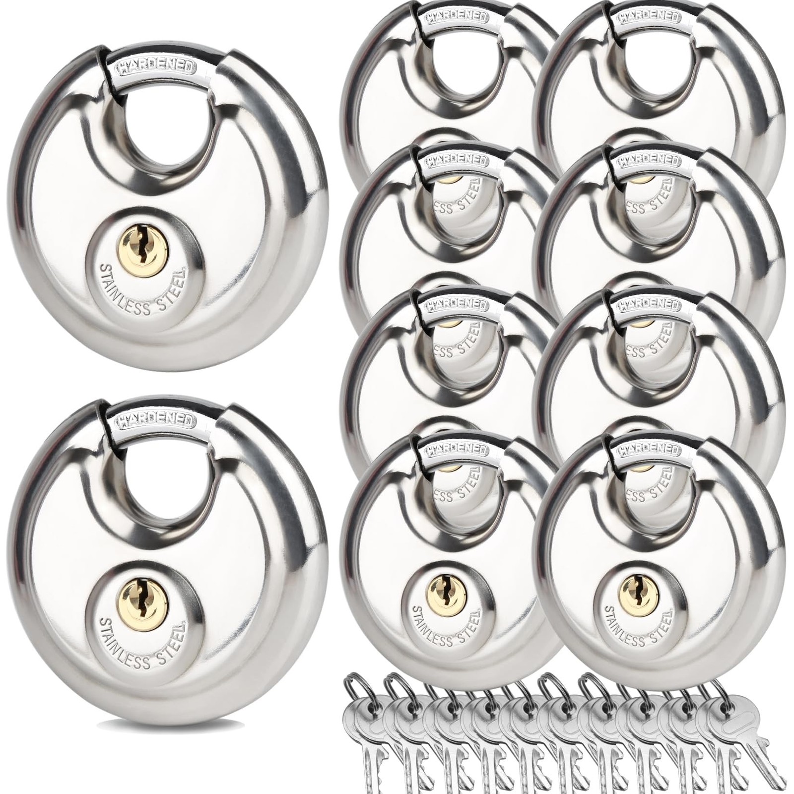 10Pack Disc Locks Keyed Alike, 2-3/4"(70mm) Storage Locks for Storage Unit, O...