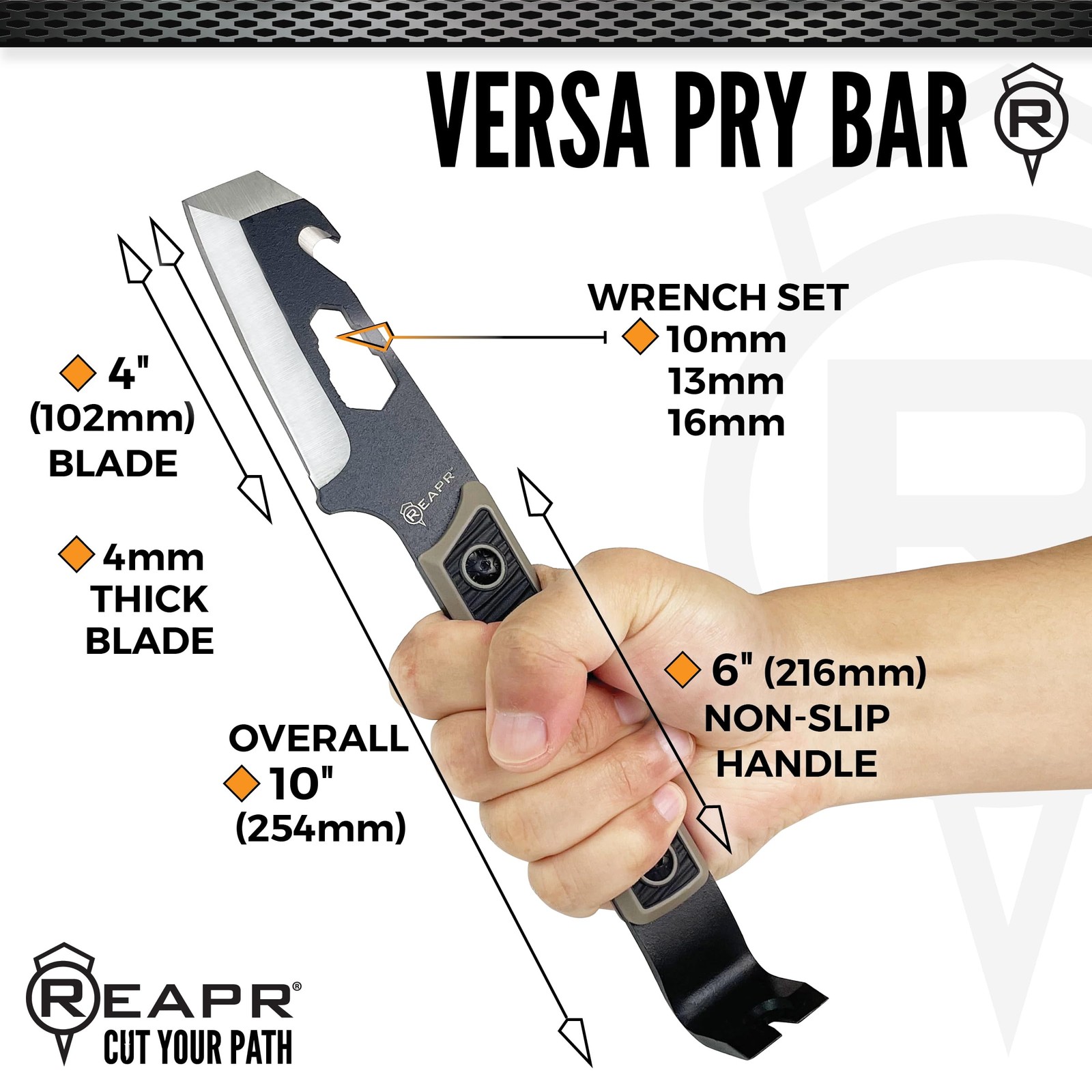 Pry Bar Multi Tool With Sheath Compact Utility Tactical Edc Camping Tan