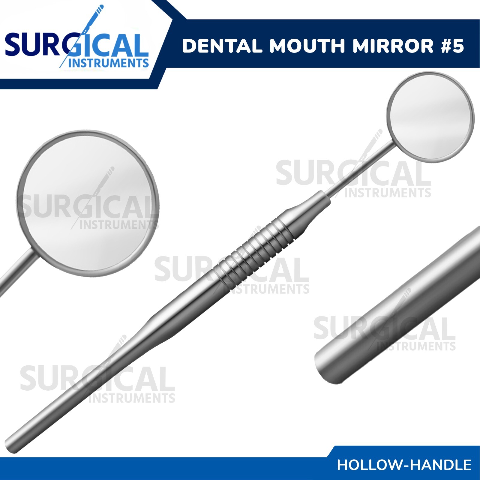 Dental Mirrors #5 with Hollow Handle Stainless Steel Oral Care German Grade
