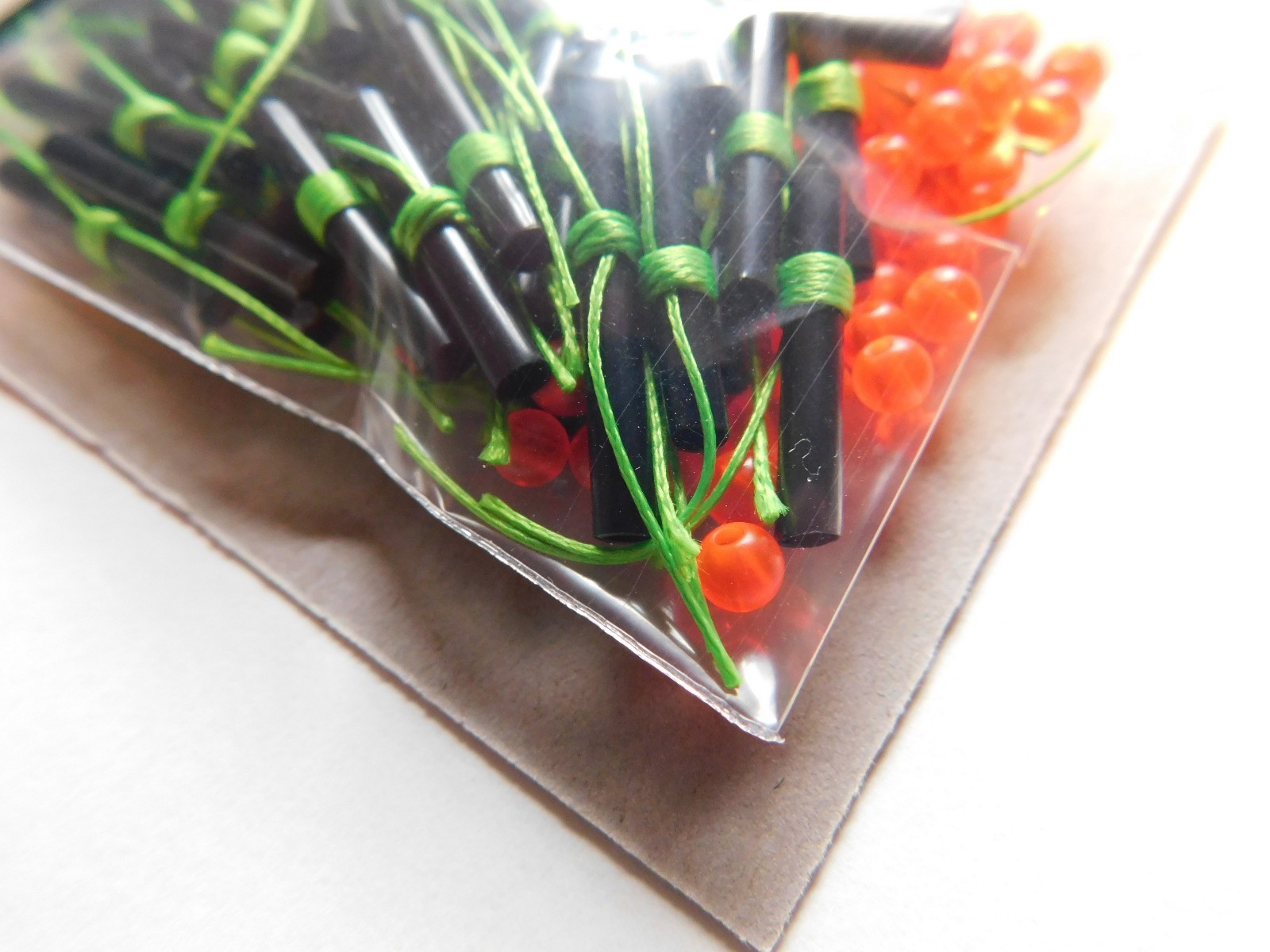Bobber Stops 50 Pack String Slip-Knot Green with Red Beads Hand-tied in USA