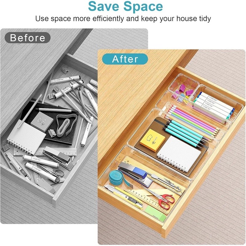 Durable Stackable Drawer Organizer 65 Bins Easy Clean Non-Slip Storage New