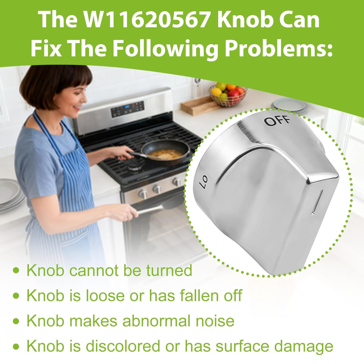 W11620567 for Whirlpool Range Knobs (1Pcs) Replace W11510456 PD00091088, 4981570