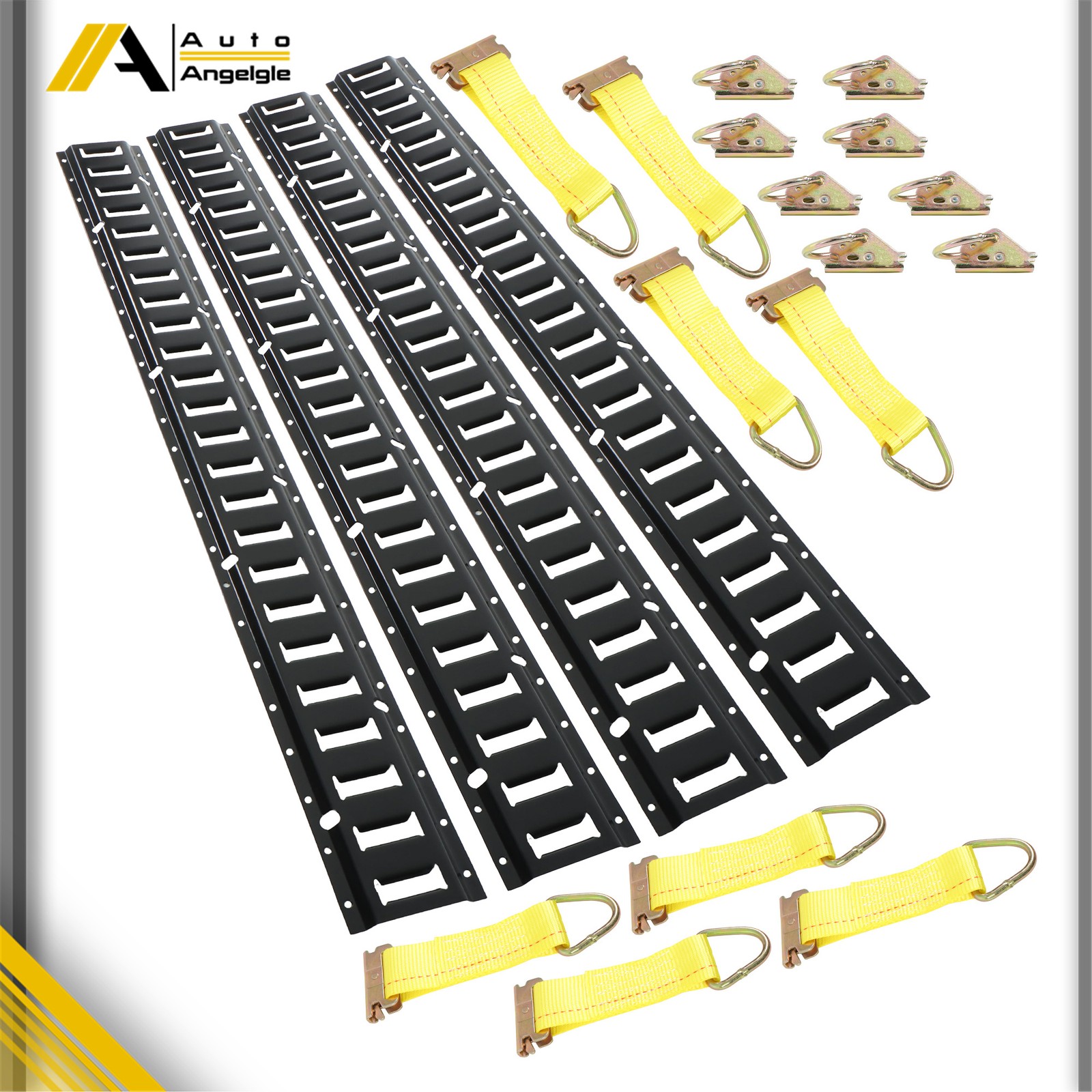 Set of 24 Black E Track Rails 4 Feet Each Powder Coated Fit For Secure Transport
