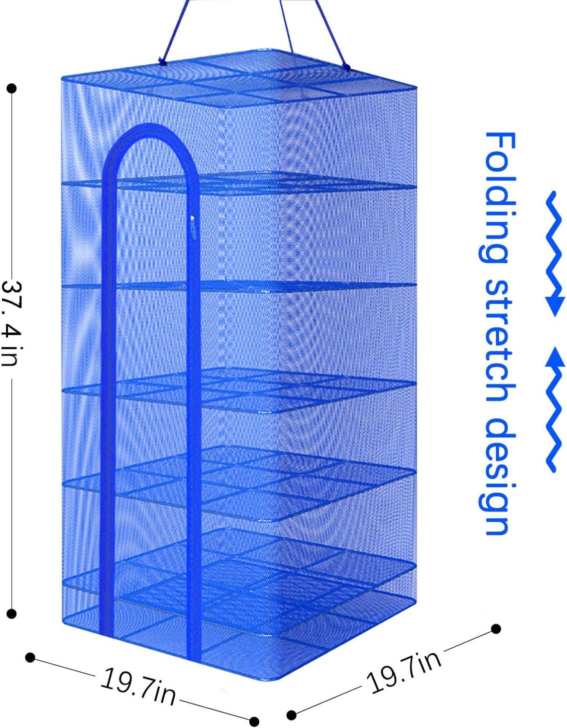 Hanging Drying Net Foldable Drying Rack Net Dryer 19.7"x19.7"x37.4" 6 Layer