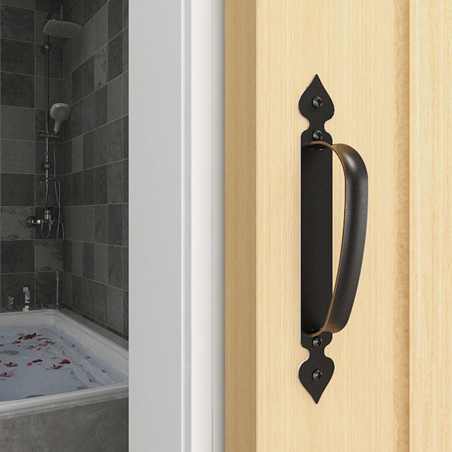 CCJH 9.2'' Door Handle Vintage Small Love-shaped Black Door Handle Durable