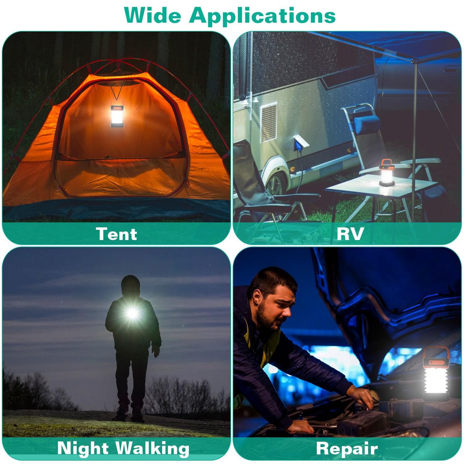 Solar Camping Lantern LED Collapsible Tent Lamp USB Rechargeable Emergency Light