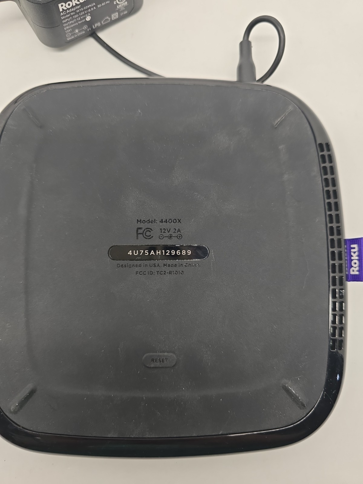 Roku 4 (Model 4400x) 4K UHD Streaming Player+Remote+Adapter (Used)
