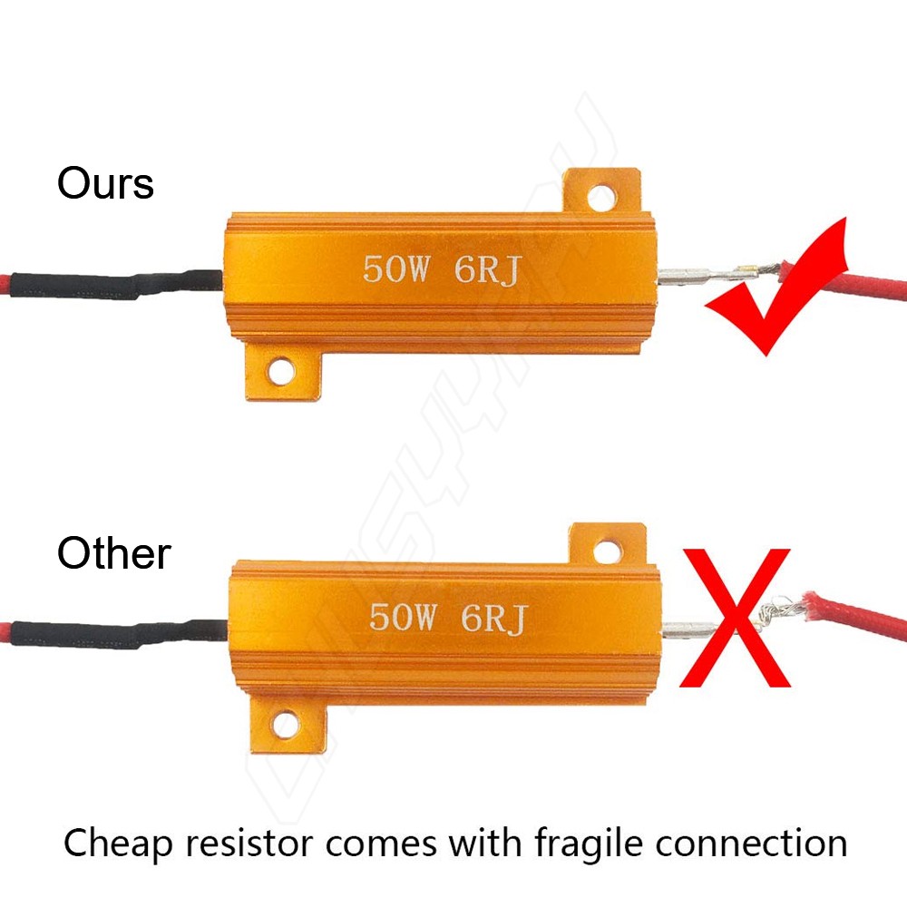 (2)6OHM 50WATT LED LIGHT LOAD RESISTOR LED TAIL/TURN SIGNAL HYPER FLASH FIX KIT