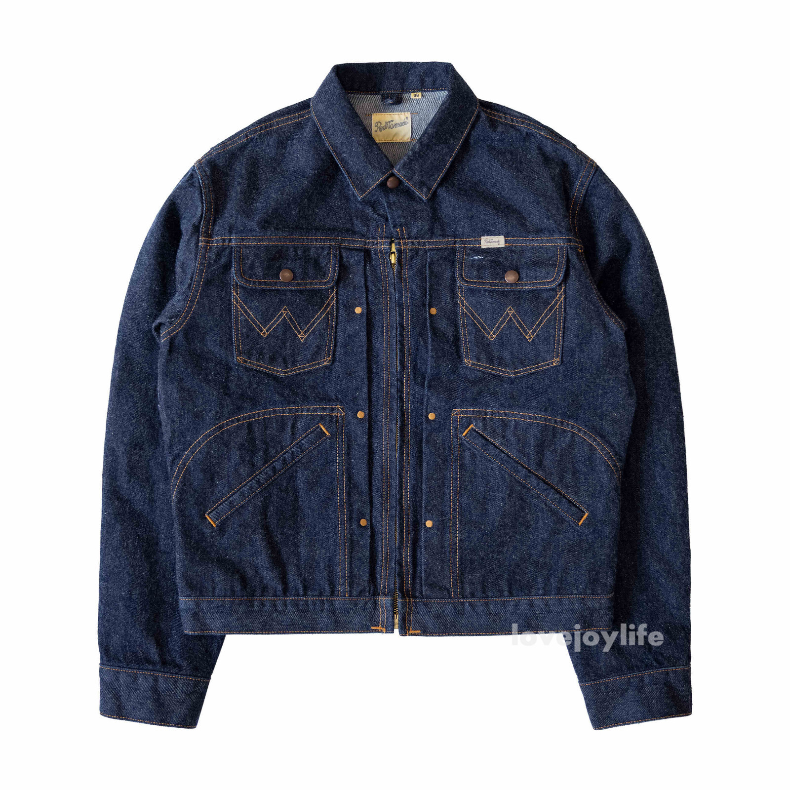 Red Tornado Fall Winter 60s 24MJ Raw Denim Jacket Short Zipped Slim Coat Cowboy