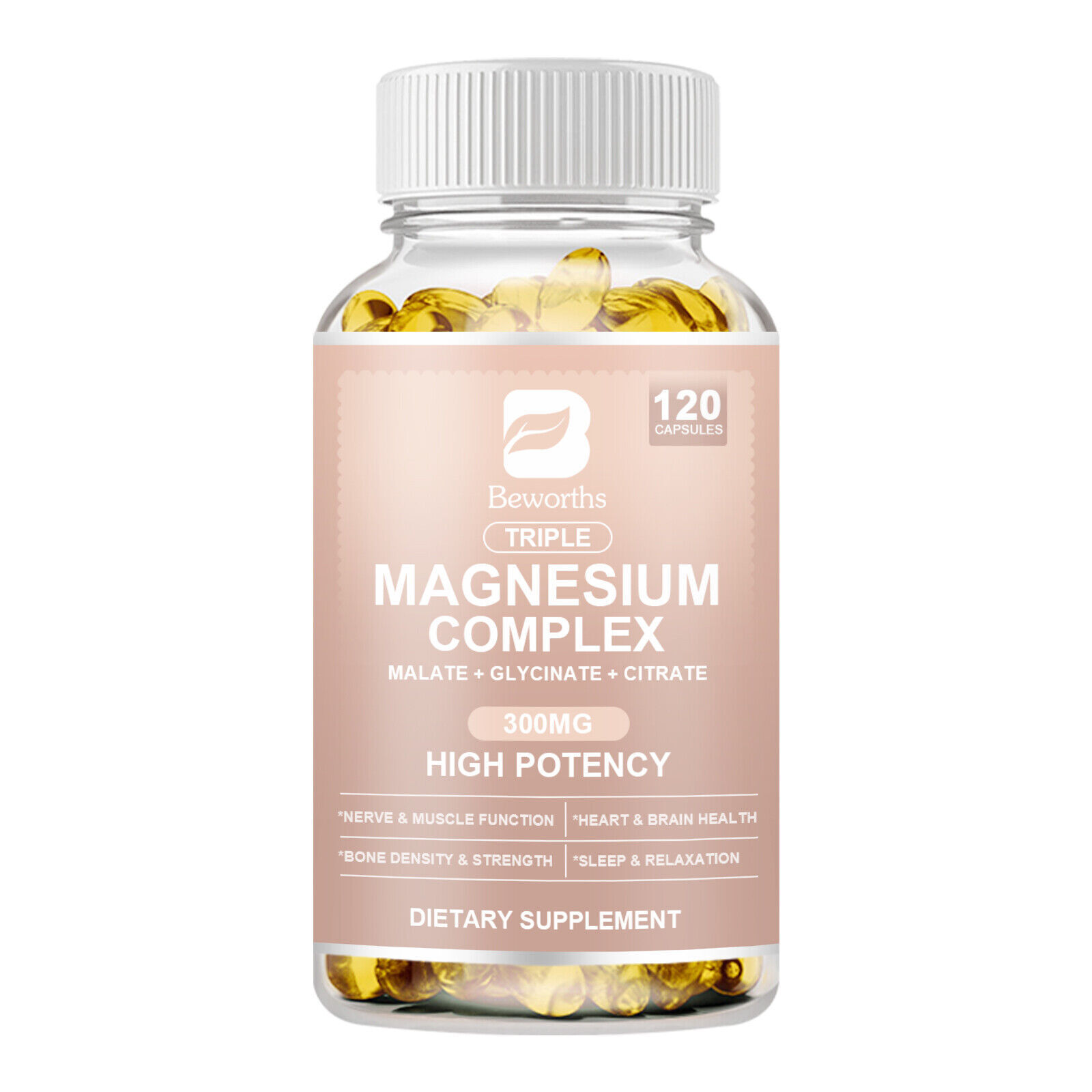 Triple Magnesium Complex 300Mg - Improves Sleep, Energy and Immune Support 120PC
