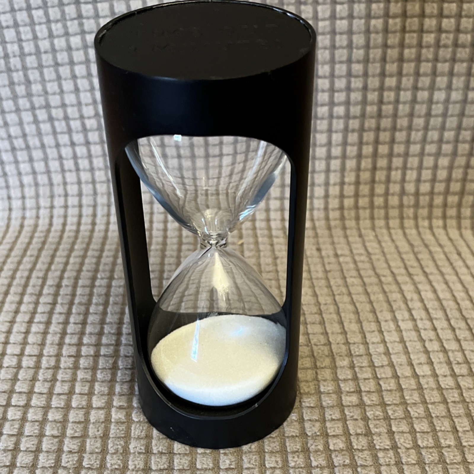 Time Out 5 Minutes Hourglass Sand Timer, Black Frame, Glass 5 inches high