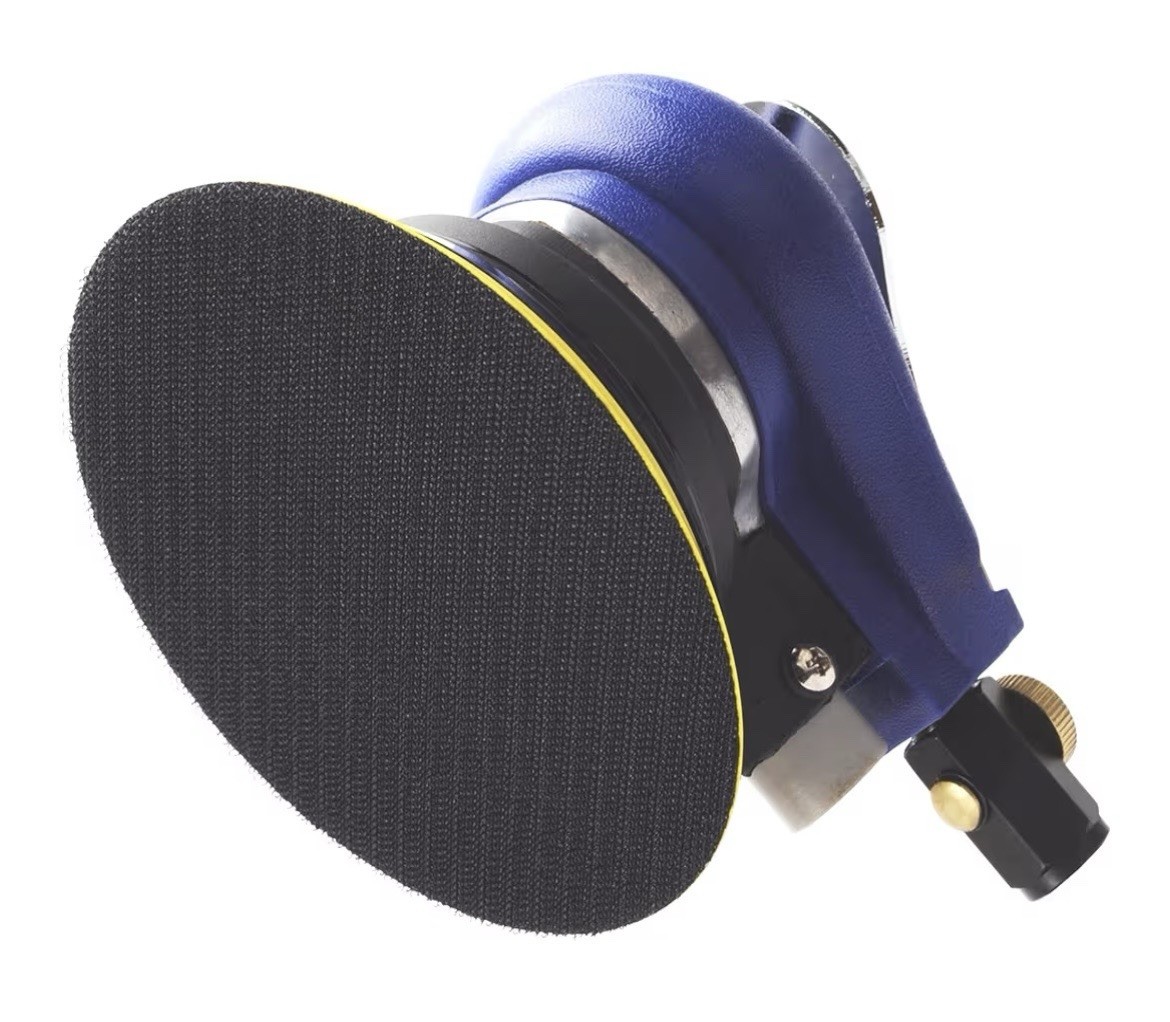 5” Blue Pneumatic Random Orbital Sander, Palm Held, Adjustable Grinder Sander