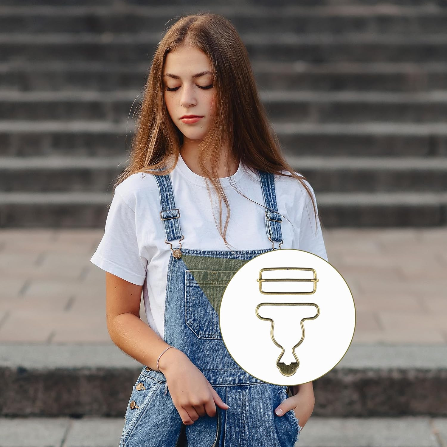 2Pairs Overall Buckles Replacement Adjustable Jean Overalls No-Sew Button Bib Cl