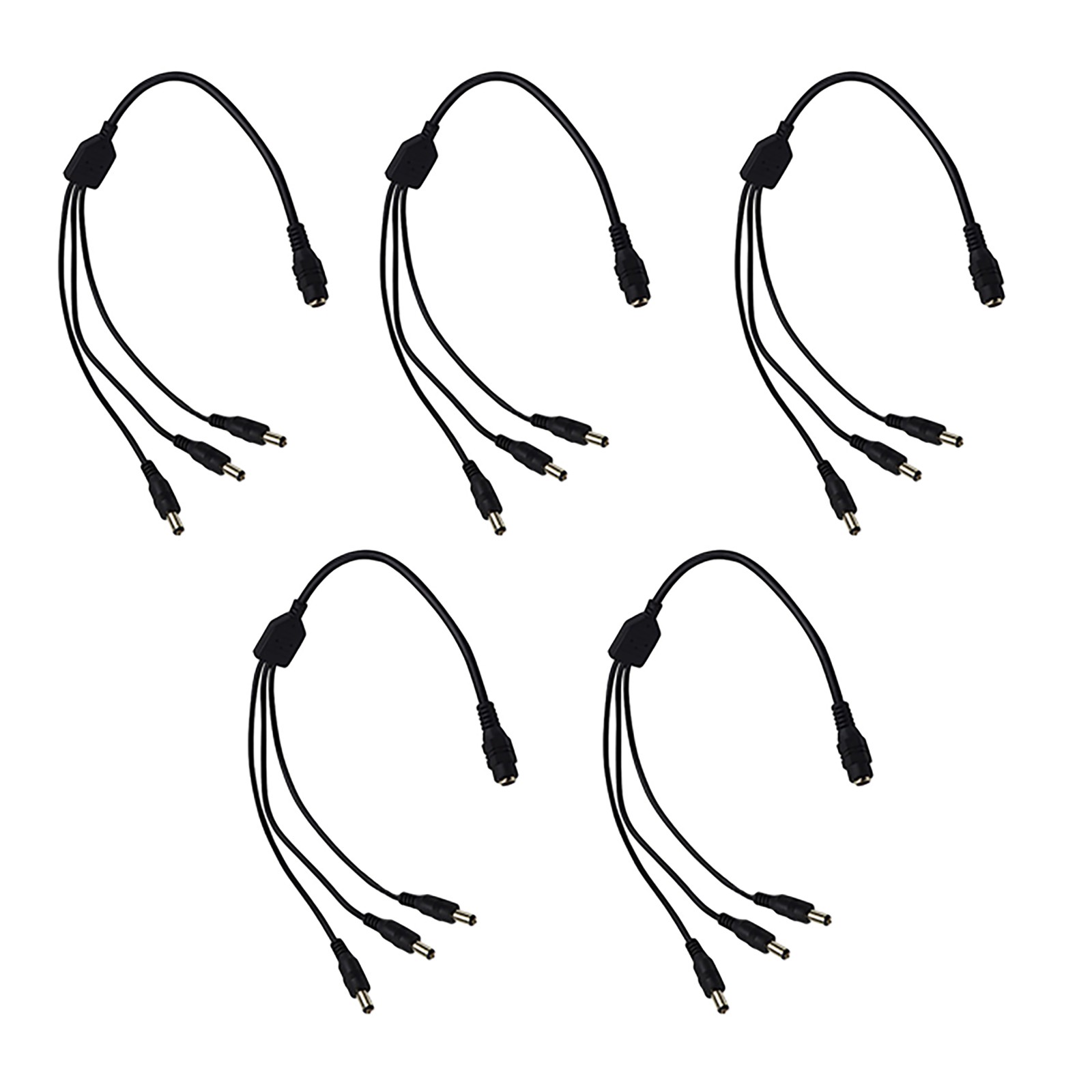5Pcs 1:3 DC Power Splitter Cable Cord 1 Female to 3 Male 5.5x2.1mm 12V Port Part