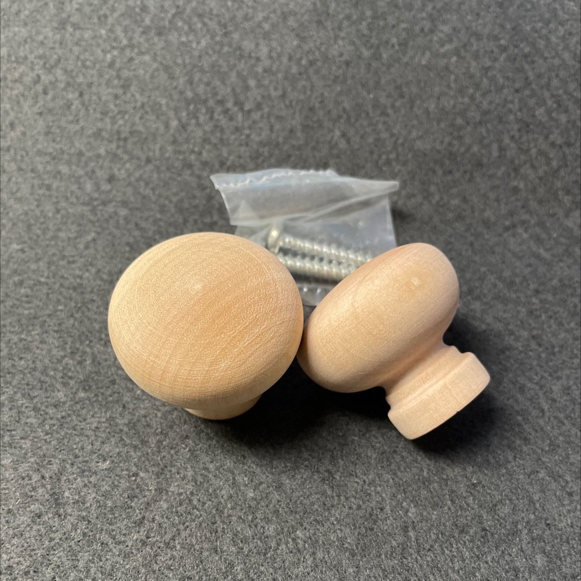 (2-Pack) 1-1/2" Large Mushroom Knob Birch Wood