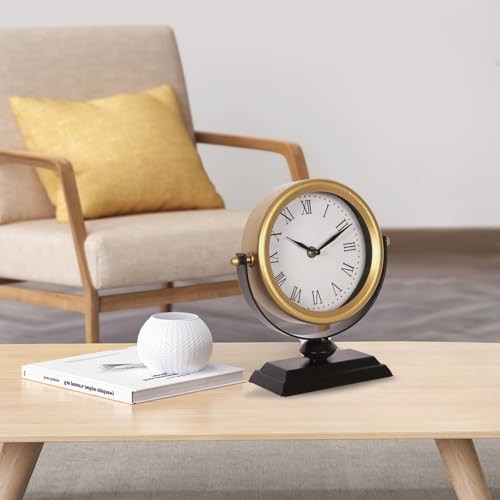 Desk Clock - Classic Vintage Clock and Decorative Shelf Decor,Silent Non