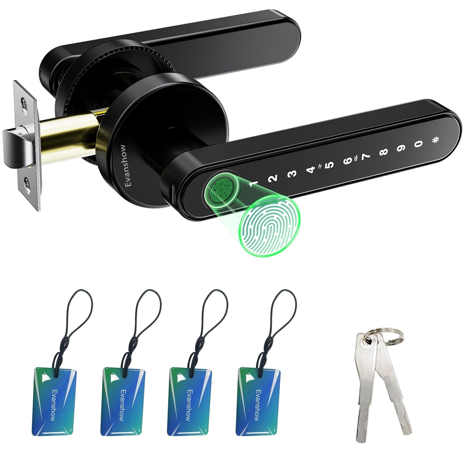 Fingerprint Door Lock Biometric Door Knob with Keypad Keyless Entry, Door Loc...