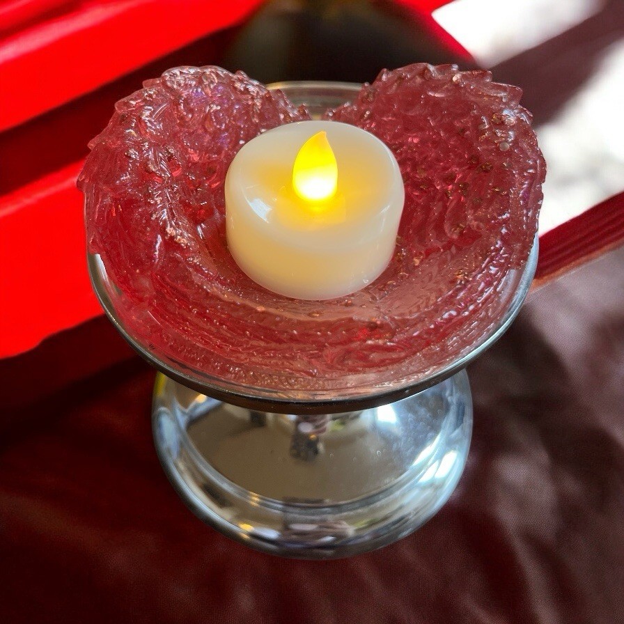Homemade Heart Shaped Angel Wings Epoxy Resin candle tea light or trinket holder