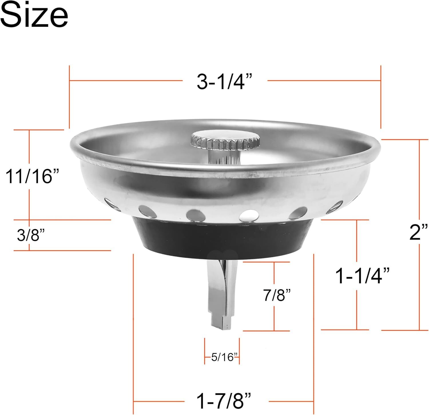 Stainless Steel Home Kitchen Sink Drain Stopper Basket Strainer Waste Plug Lot