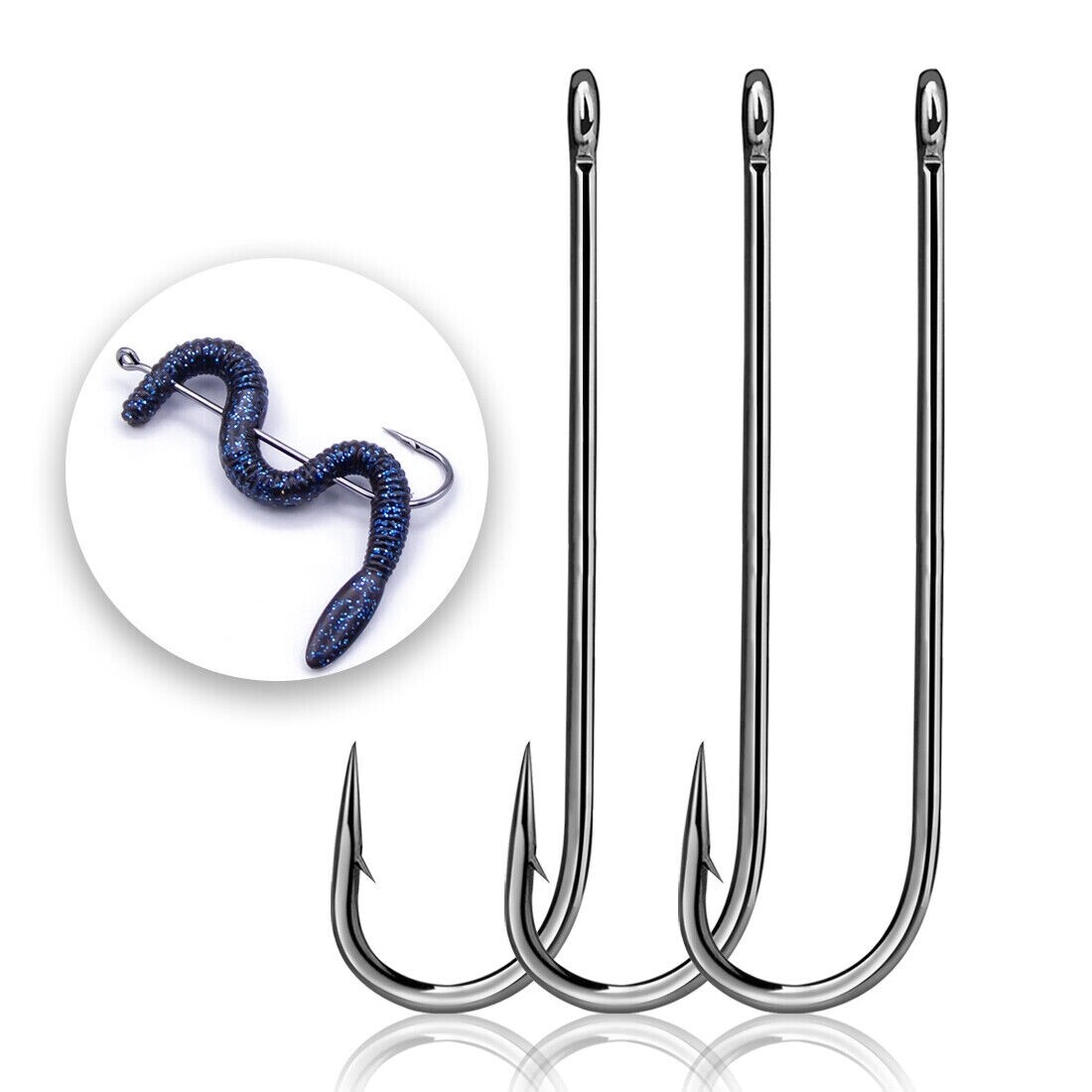 100Pcs ~200Pcs Aberdeen Hooks Long Shank Light Wire Fishing Hook Live Bait Hook