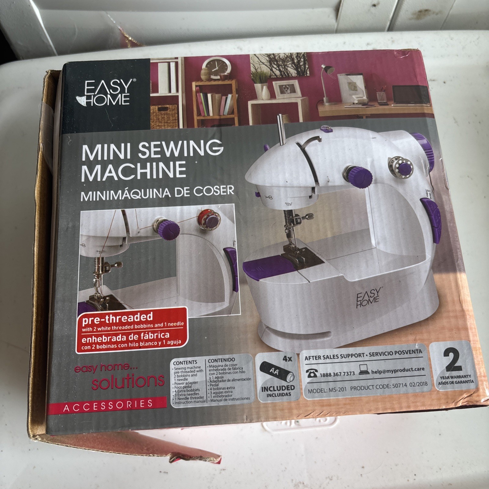 NEW Easy Home Mini Sewing Machine Pre-Threaded and Comes with needle threader