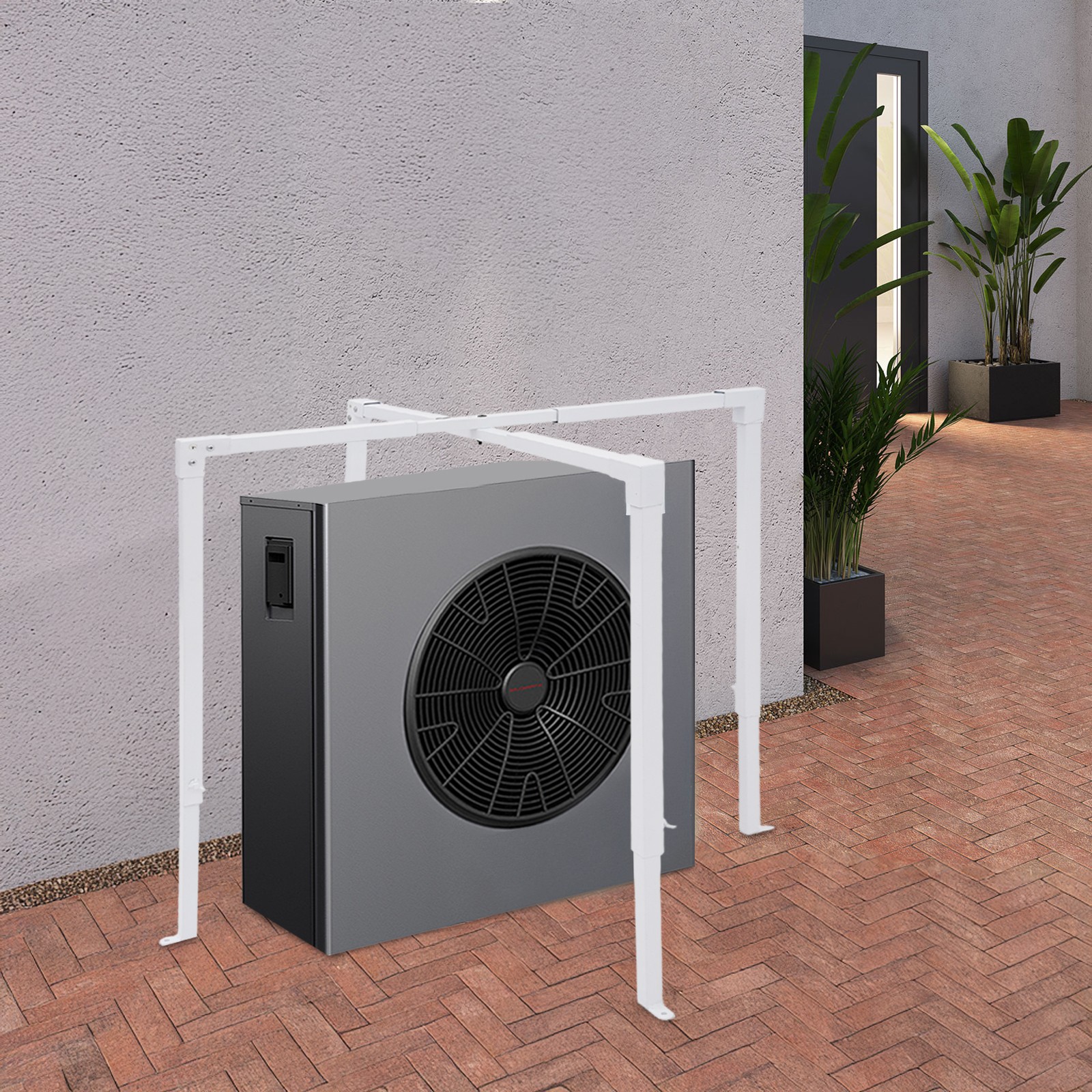 AC Security Cage Air Conditioner Cage Adjustable Air Conditioner Cage White