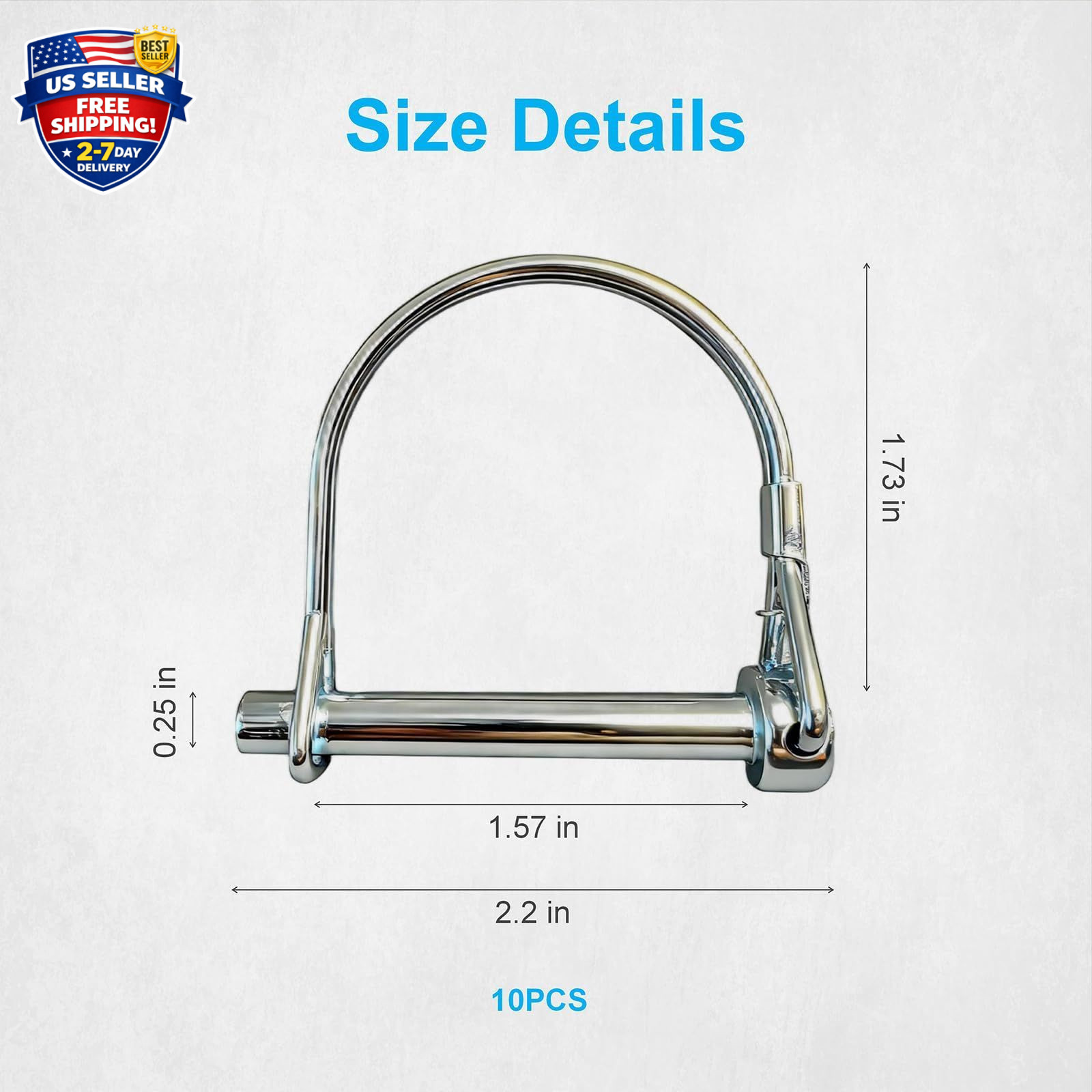 Trailer Coupler Pin set Silver Hardware Lock Pin set 10 Pack 2.125 In